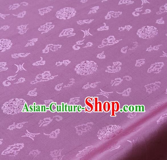 Traditional Asian Lilac Brocade Drapery Korean Hanbok Palace Satin Silk Fabric