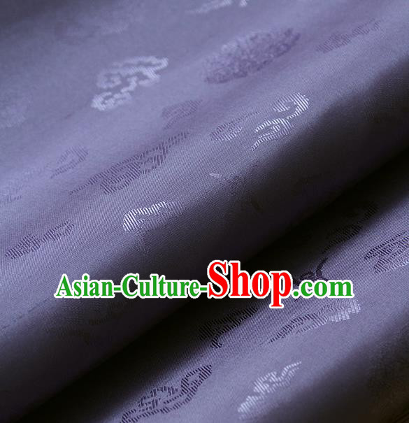 Traditional Asian Deep Purple Brocade Drapery Korean Hanbok Palace Satin Silk Fabric