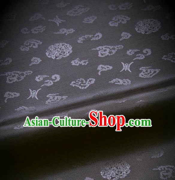 Traditional Asian Grey Brocade Drapery Korean Hanbok Palace Satin Silk Fabric
