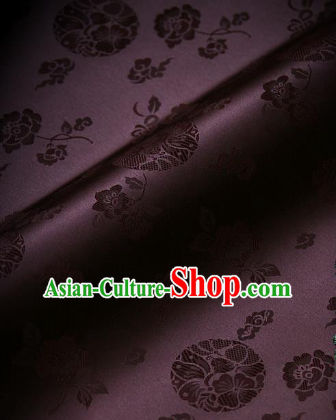 Traditional Asian Cloth Drapery Brown Brocade Korean Hanbok Palace Satin Silk Fabric