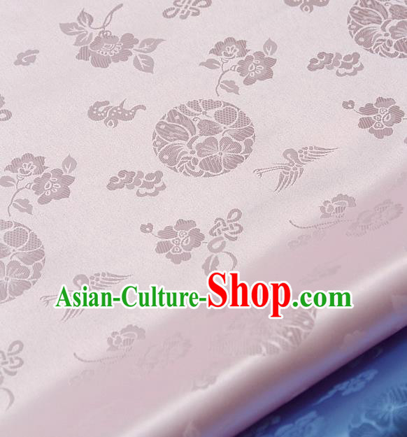 Traditional Asian Cloth Drapery Pink Brocade Korean Hanbok Palace Satin Silk Fabric