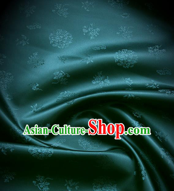 Traditional Asian Cloth Drapery Deep Green Brocade Korean Hanbok Palace Satin Silk Fabric