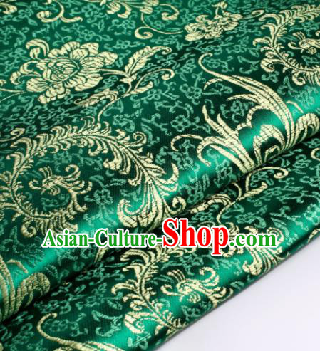 Chinese Traditional Green Brocade Fabric Tang Suit Classical Pteris Pattern Design Tang Suit Silk Material Satin Drapery