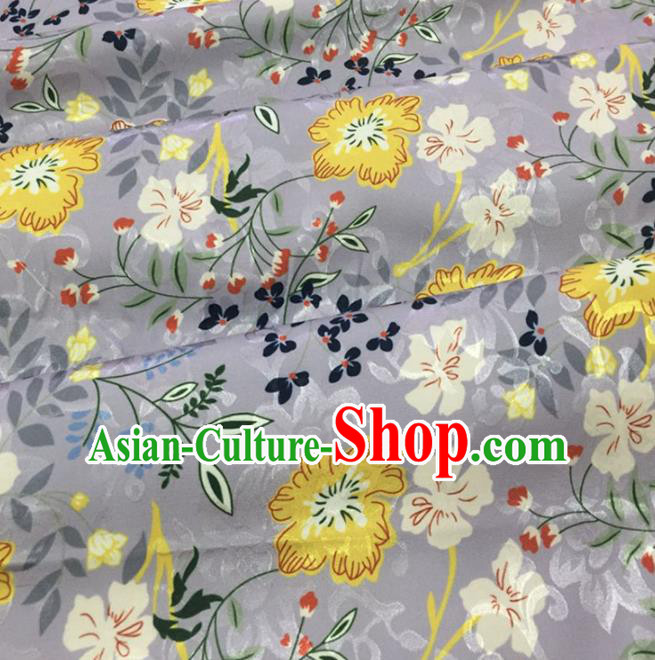 Chinese Traditional Apparel Fabric Grey Brocade Classical Pattern Design Silk Material Satin Drapery