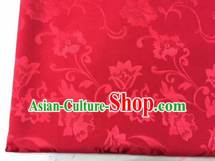 Chinese Traditional Apparel Fabric Red Brocade Classical Pattern Design Silk Material Satin Drapery