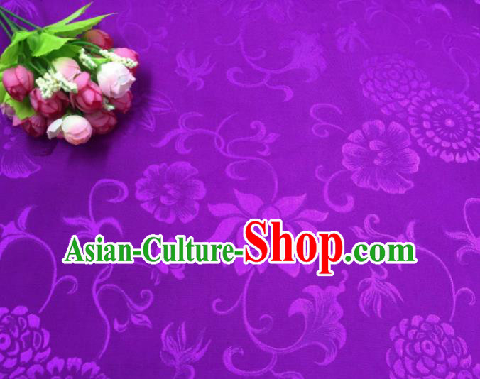 Chinese Traditional Apparel Fabric Purple Qipao Brocade Classical Pattern Design Silk Material Satin Drapery