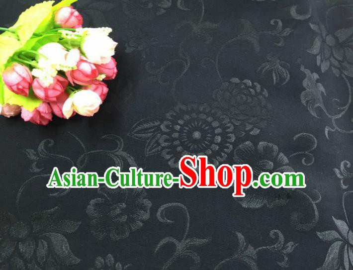 Chinese Traditional Apparel Fabric Black Qipao Brocade Classical Pattern Design Silk Material Satin Drapery
