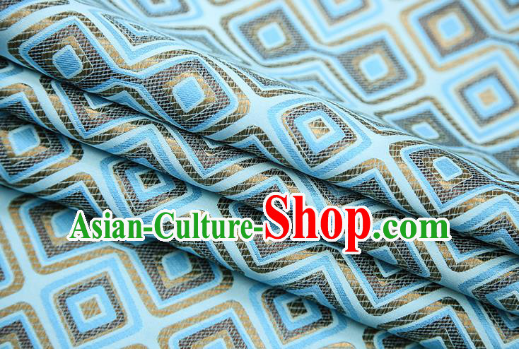 Chinese Traditional Apparel Qipao Fabric Light Blue Brocade Classical Pattern Design Material Satin Drapery