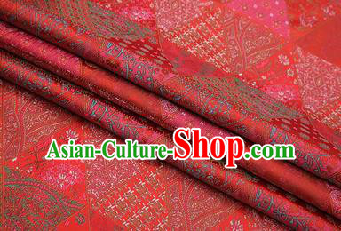 Chinese Traditional Apparel Fabric Tibetan Robe Red Brocade Classical Pattern Design Material Satin Drapery