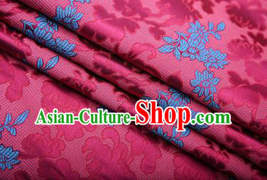 Chinese Traditional Apparel Rosy Brocade Fabric Classical Peony Chrysanthemum Pattern Design Material Satin Drapery