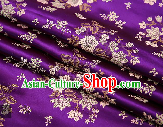 Traditional Chinese Purple Brocade Fabric Tang Suit Classical Pattern Design Satin Material Drapery
