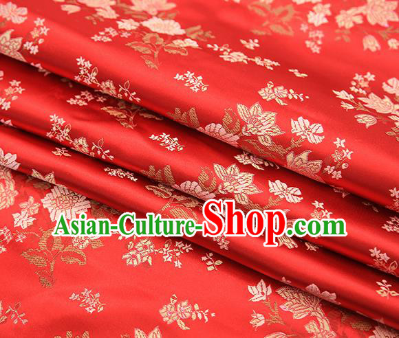 Traditional Chinese Red Brocade Fabric Tang Suit Classical Pattern Design Satin Material Drapery