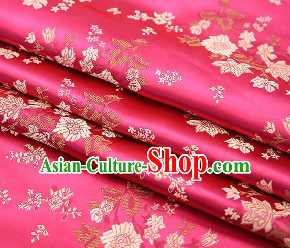 Traditional Chinese Rosy Brocade Fabric Tang Suit Classical Pattern Design Satin Material Drapery