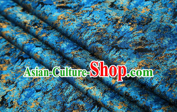 Chinese Traditional Blue Brocade Satin Fabric Tang Suit Material Classical Pattern Design Drapery