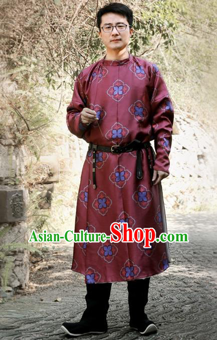 Chinese Ancient Tang Dynasty Red Round Collar Robe Swordsman Imperial Bodyguard Costumes for Men