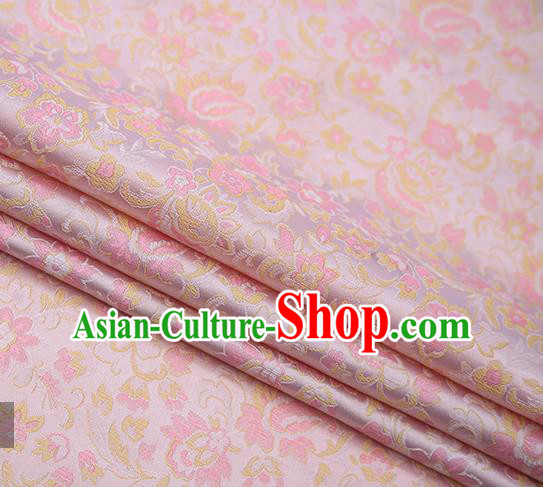 Chinese Traditional Apparel Pink Brocade Fabric Classical Flowers Pattern Design Material Satin Drapery