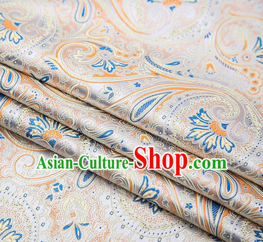Chinese Traditional Tang Suit White Brocade Fabric Classical Pattern Design Material Satin Drapery