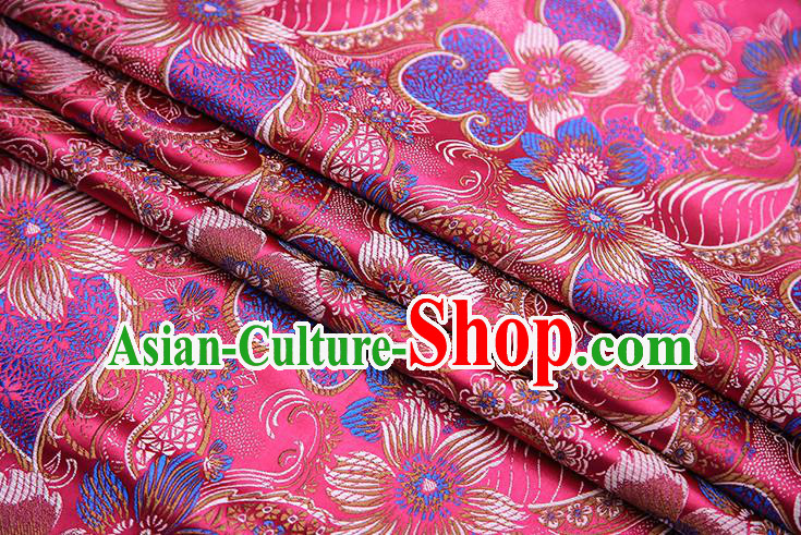 Traditional Chinese Tang Suit Rosy Brocade Fabric Classical Pattern Design Material Satin Drapery
