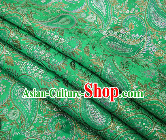 Traditional Chinese Tang Suit Green Brocade Fabric Classical Loquat Flowers Pattern Design Material Satin Drapery