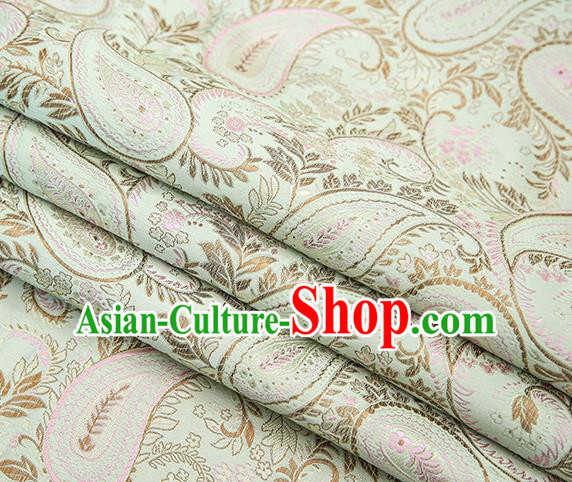 Traditional Chinese Tang Suit Light Green Brocade Fabric Classical Loquat Flowers Pattern Design Material Satin Drapery