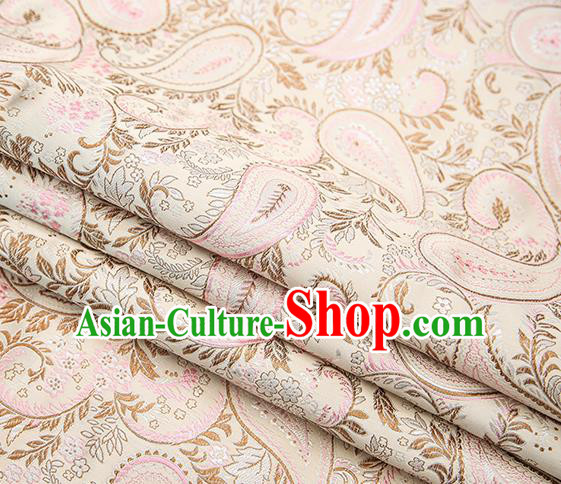 Traditional Chinese Tang Suit Light Pink Brocade Fabric Classical Loquat Flowers Pattern Design Material Satin Drapery