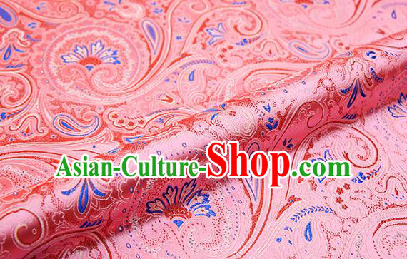 Chinese Traditional Satin Classical Loquat Flower Pattern Design Light Pink Brocade Fabric Tang Suit Material Drapery