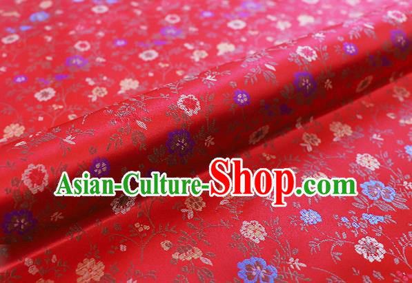 Chinese Traditional Garment Fabric Classical Flowers Pattern Design Red Brocade Cushion Material Drapery