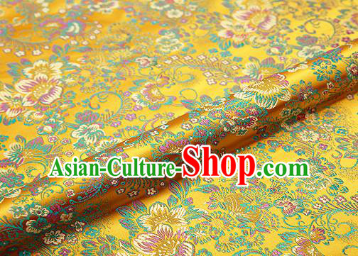 Golden Brocade Chinese Traditional Garment Fabric Classical Peony Pattern Design Satin Cushion Material Drapery