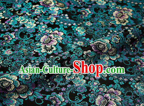 Black Brocade Chinese Traditional Garment Fabric Classical Peony Pattern Design Satin Cushion Material Drapery