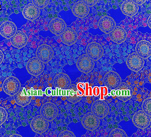 Top Grade Classical Copper Flower Pattern Royalblue Nanjing Brocade Chinese Traditional Garment Fabric Tang Suit Satin Material Drapery