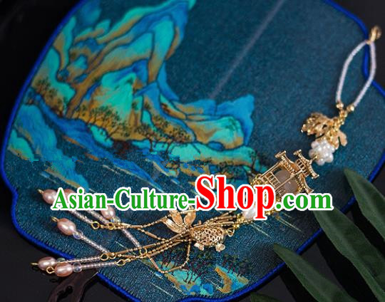 Chinese Traditional Handmade Palace Breastpin Accessories Tassel Jade Pendant