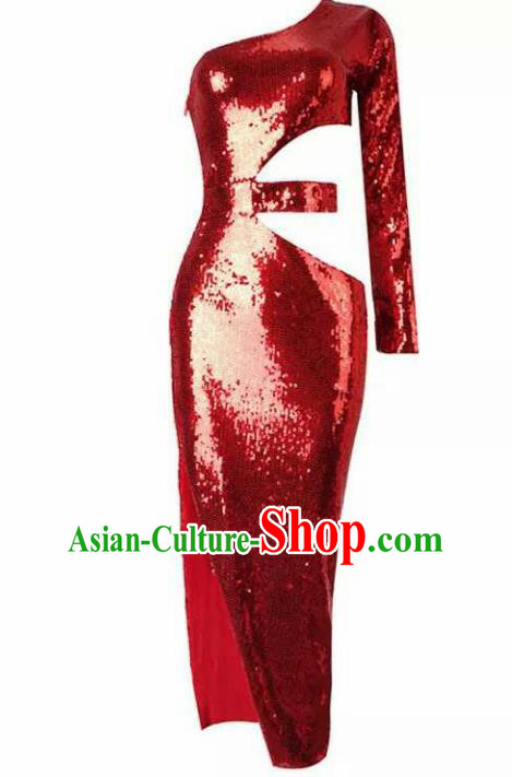 Top Grade Halloween Costumes Stage Performance Red Full Dress for Women