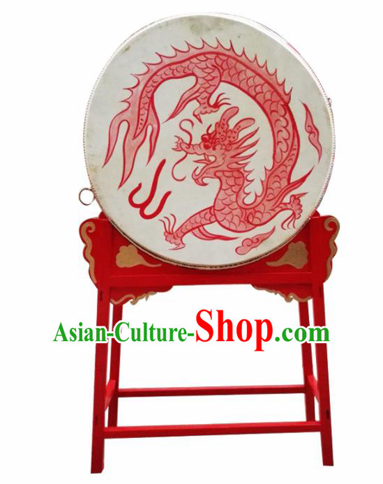 Chinese Traditional Lion Dance Drums Folk Dance Tupan Printing Dragon Cowhide Drum