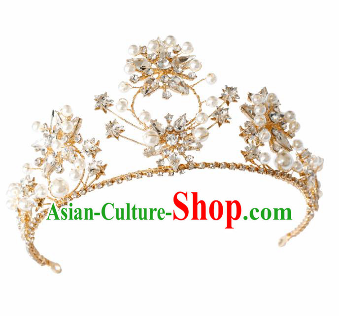 Top Grade Handmade Bride Royal Crown Baroque Princess Hair Accessories for Women