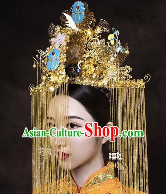 Chinese Traditional Wedding Phoenix Coronet Ancient Bride Handmade Hair Accessories for Women
