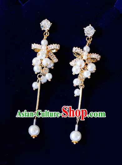Top Grade Handmade Baroque Crystal Bowknot Earrings Bride Jewelry Accessories for Women