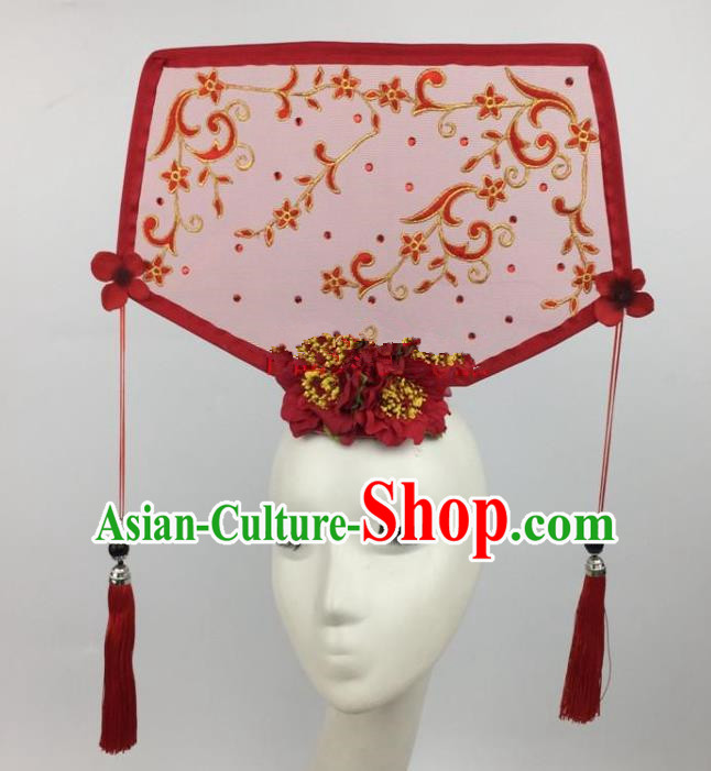 Chinese Traditional Catwalks Exaggerated Headdress Palace Red Hair Accessories for Women