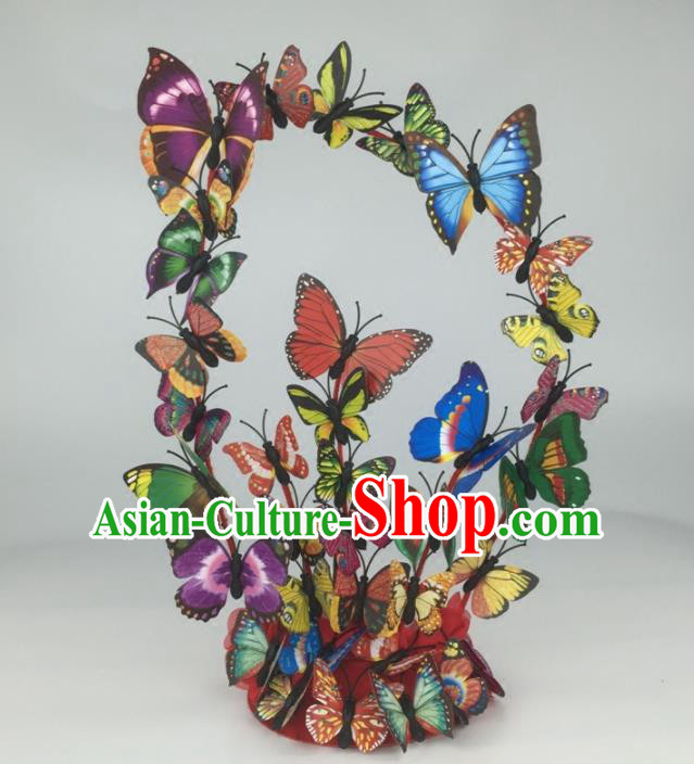 Top Grade Halloween Catwalks Headdress Brazilian Carnival Colorful Butterfly Hair Accessories for Women