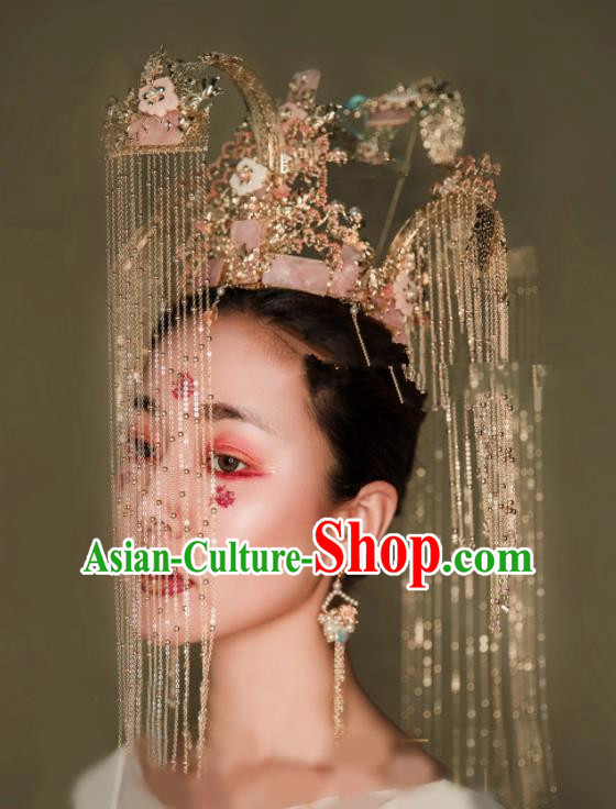 Chinese Traditional Ancient Bride Headdress Palace Exaggerated Phoenix Coronet Hair Accessories for Women