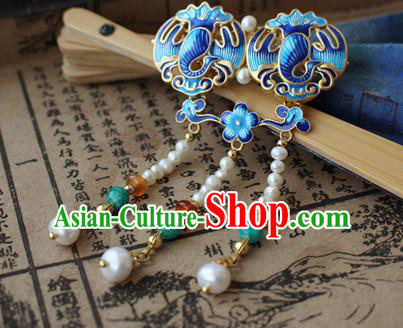 Asian Chinese Traditional Hair Accessories Ancient Hanfu Blueing Hairpins Hair Clip for Women