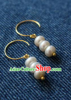 Asian Chinese Traditional Jewelry Accessories Ancient Hanfu Pearls Earrings for Women