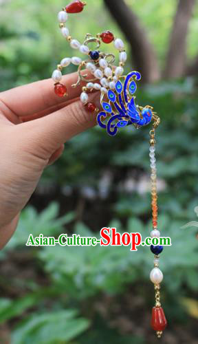 Asian Chinese Traditional Hanfu Cloisonne Phoenix Hair Clip Ancient Palace Hairpins for Women