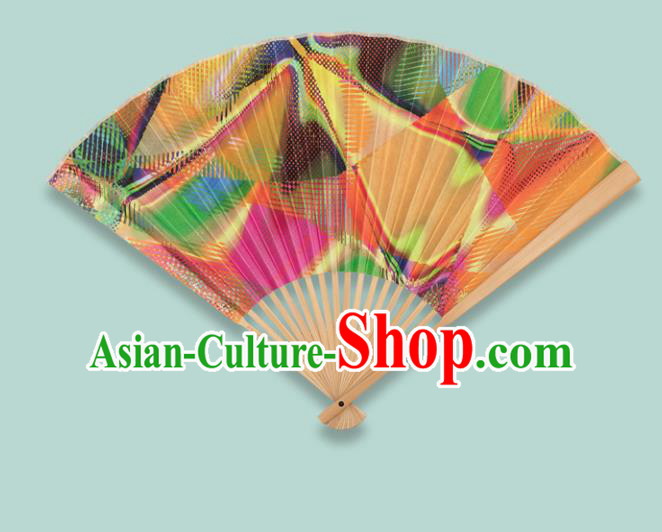 Chinese Traditional Crafts Orange Folding Fans Paper Fans Accordion Fan