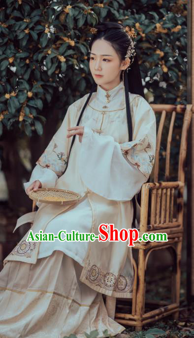 Chinese Ancient Ming Dynasty Nobility Lady Costumes Traditional Embroidered Hanfu Dress for Women
