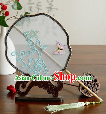 Traditional Chinese Crafts Palace Fans Embroidered Butterfly Fans Ancient Organza Fan for Women