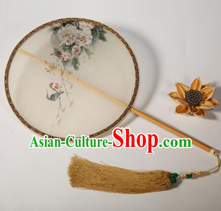 Chinese Traditional Hanfu Palace Fans Painting Peony Fans Ancient Silk Round Fan for Women