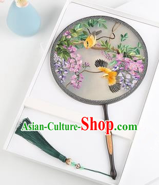 Chinese Traditional Palace Fans Embroidered Fans Ancient Hanfu Silk Round Fan for Women
