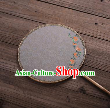 Chinese Traditional Palace Fans Hanfu Hand Painting Flowers Round Fans Ancient White Silk Fan for Women