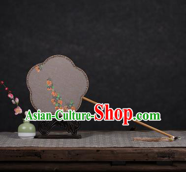 Chinese Ancient Traditional Palace Fans Hanfu Hand Painting Red Flowers Fans Silk Fan for Women