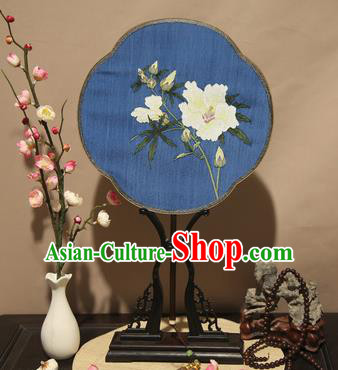 Chinese Ancient Traditional Palace Fans Princess Blue Fan Hanfu Pure Silk Fans for Women